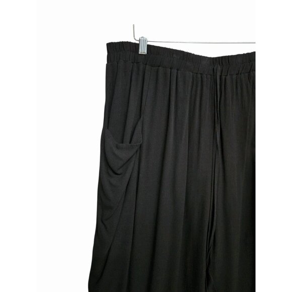 Bloomchic Pants Women's Plus 26 Black Cropped Gauze Pull On Elastic Waist Casual - Picture 4 of 7